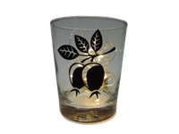 "Deko Teelicht Glas Windlicht Print \"Hagebutte\" Schwarz Handmade Dekoration"