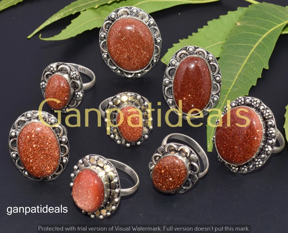 ¡OFERTA!! Lote al por mayor de anillos de piedras preciosas de oro joyas enchapadas en plata 925 Foto 3 de 4