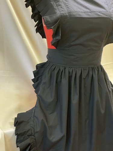 RETRO VINTAGE VICTORIAN STYLE FULL APRON / PINNY - BLACK (FC038V) - Picture 2 of 8