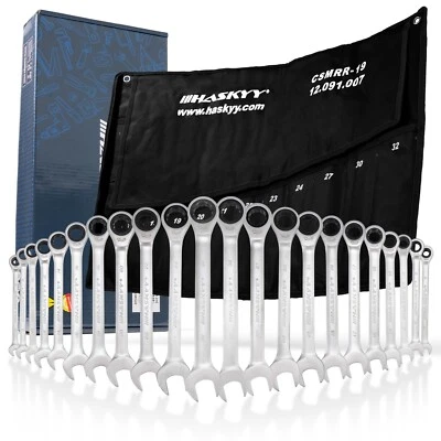 HASKYY Ratschenschlüssel Satz 6-32mm Maul Ring Ratsche Schlüssel 22 tlg. Werkzeug Set