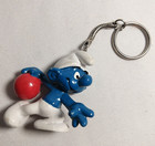 Vintage SMURFS Bowling Keychain made in Hong Kong Schleich sports