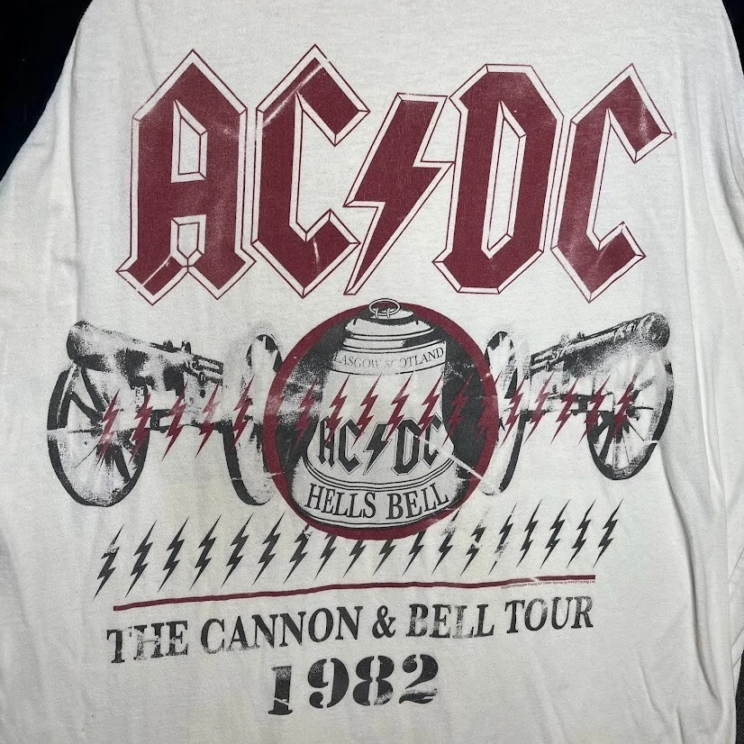 AC/DC Tshirt Men's 2XL White Baseball Fit Sport The Canon & Bell Tour Music  - Image 2 of 4