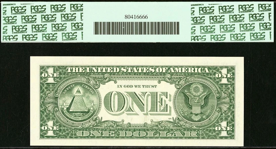 2001 $1 Federal Reserve Note PCGS 66PPQ Three Fancy Same Serial Number 30000333 - Image 3 of 4