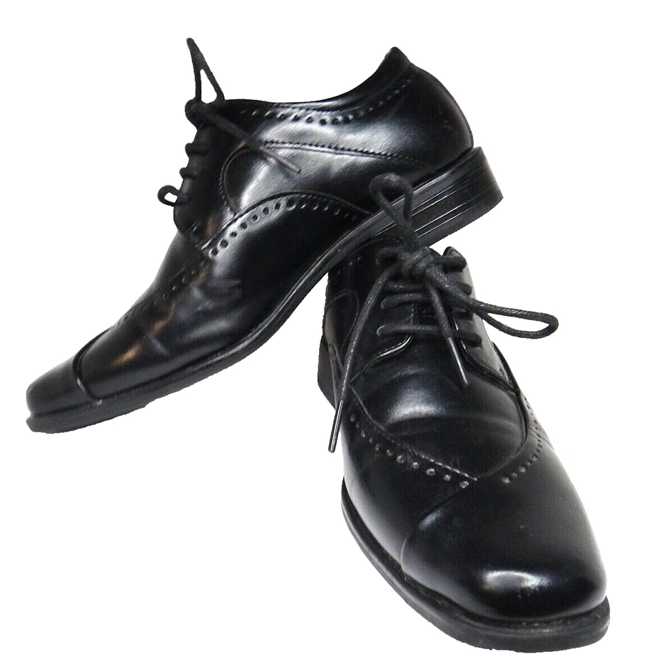 Vestido Oxford Stacy Adams, con cordones, imitación cuero, negro, niños talla 1 M Foto 4 de 4