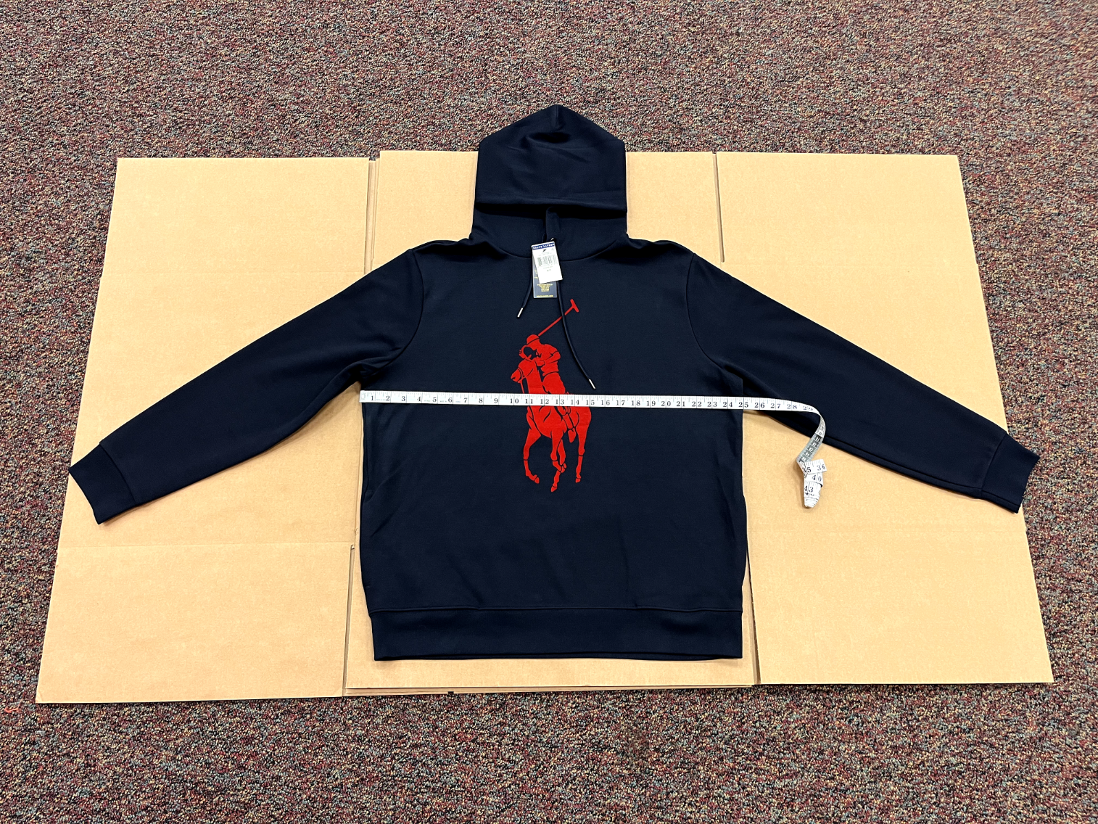 *DIFETTO MINORE* Polo Ralph Lauren Big Pony Parka con pony feltro Navy (Rosso) L