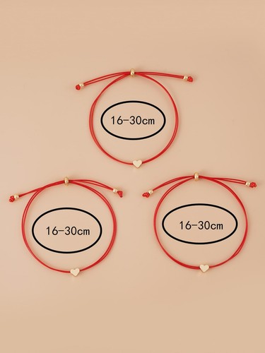 3pcs Heart Decor Bracelet Mother & Daughter Bracelets Gift for Mom Gift for - Picture 4 of 6