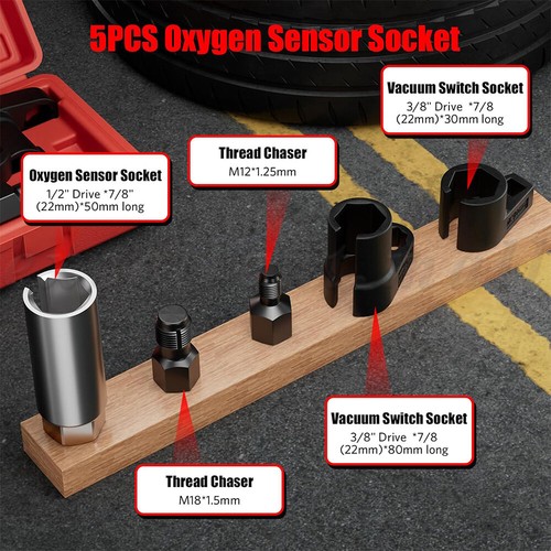 5Pcs 22mm Oxygen Sensor Socket Thread Repair Chaser O2 Sensor Tool 1/2" 3/8" New - Picture 10 of 12