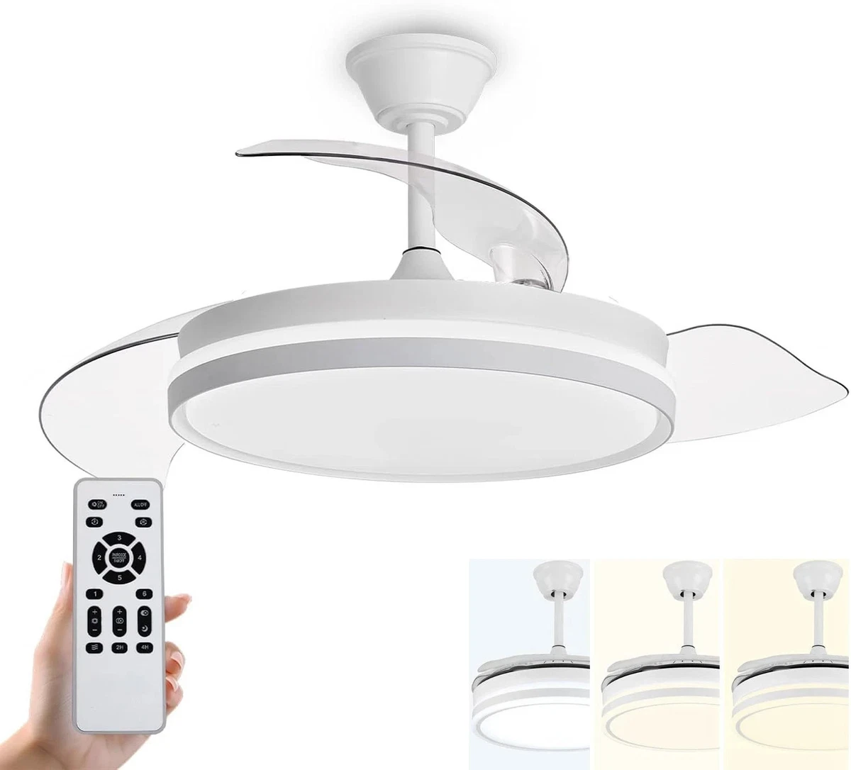 LaBlanc - Ventilatore da soffitto con illuminazione, silenzioso