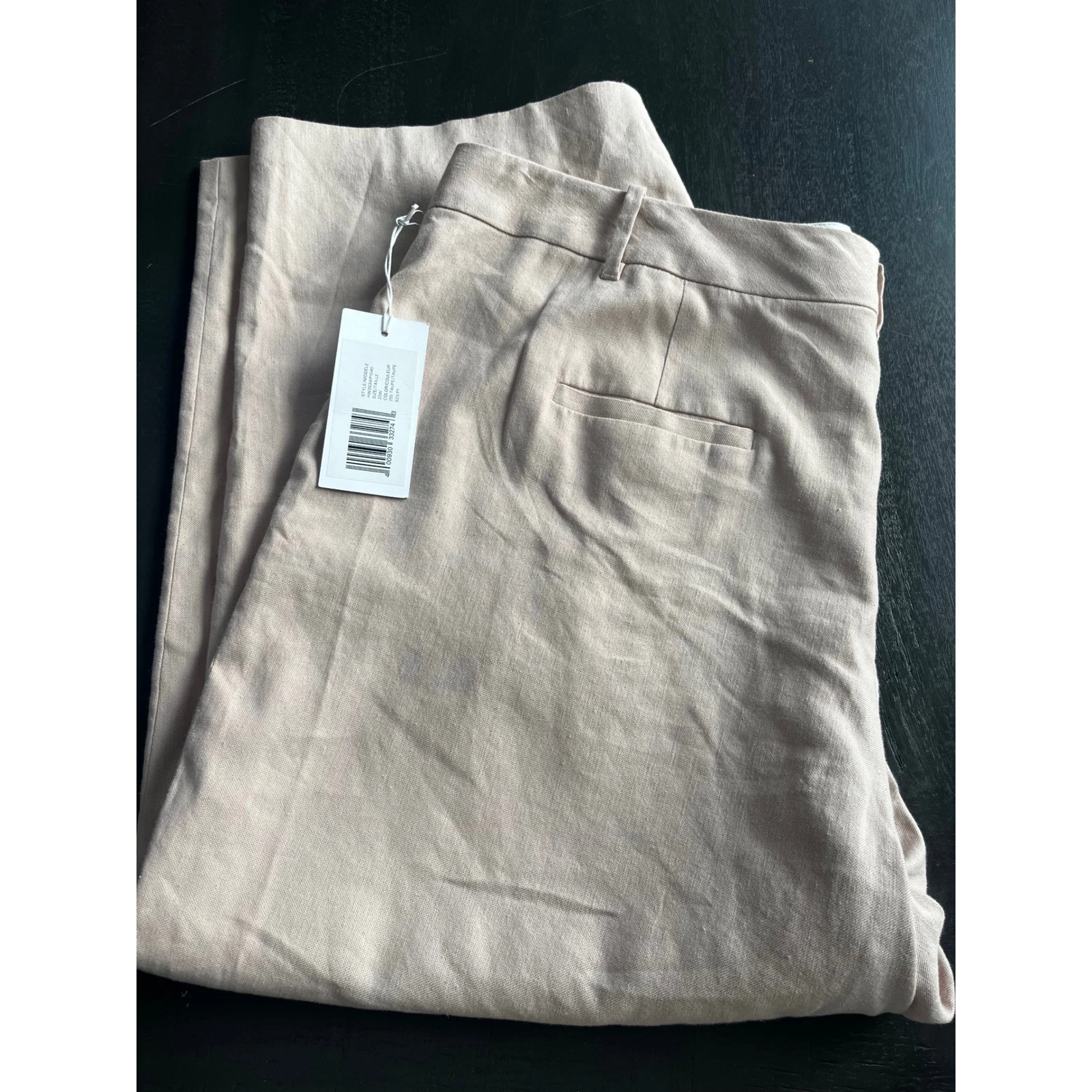 Hudson North Women Taupe Linen Blend Wide Leg Pleated Trousers 22 NWT Neutral