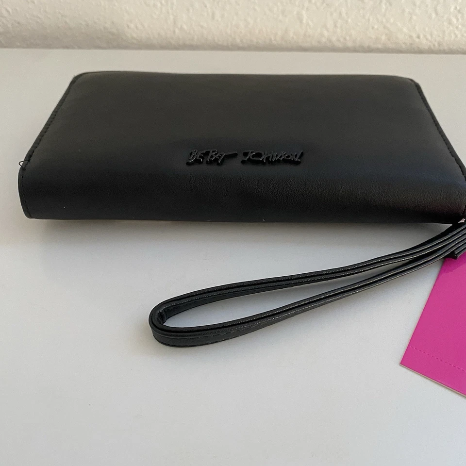 Betsey Johnson Murciélagos Negros Halloween Cremallera Alrededor Cartera Muñequera Correa Tarjetas Ranura Foto 4 de 4