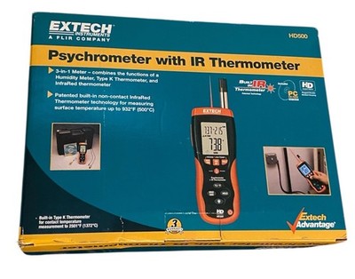 Extech HD500 Psychrometer - Style (Psychrometer): Hand Held,  IR thermometer