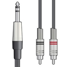 Image of Classic Audio Leads 6.3mm TRS Jack Plug - 2 x RCA Plugs