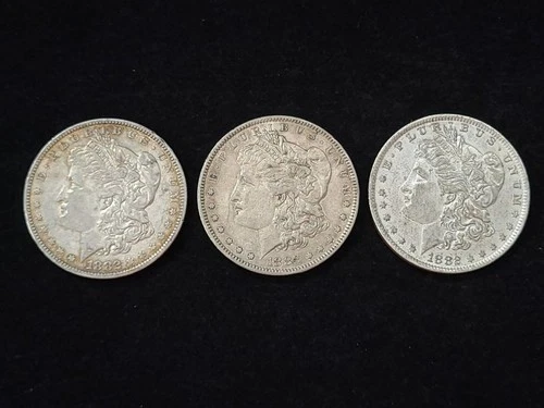 Group of 3 1882-O Morgan Silver Dollars XF-AU #1 NICE!