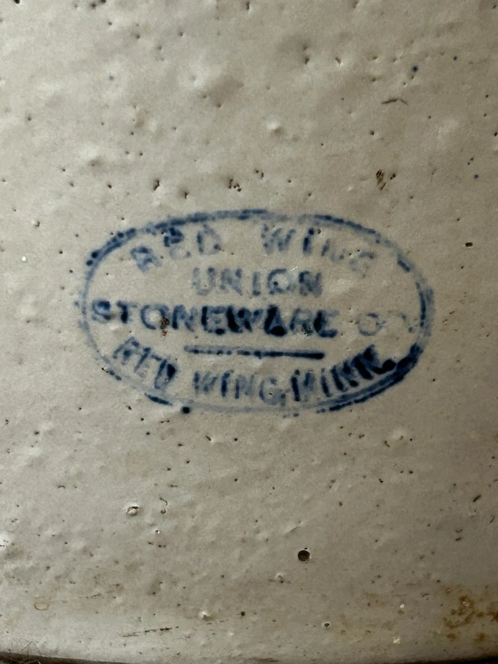 Vaso de gres Primitive Red Wing #10 antiguo 10 gal. Con 1 mango de paca LEER Foto 4 de 4