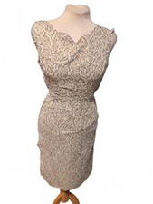 Vintage 60’s cream black and gold brocade evening wiggle dress small