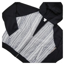 Trillium NEW Juniors Stripe Fleece Bomber Jacket Full Zip Black/Natural L 50