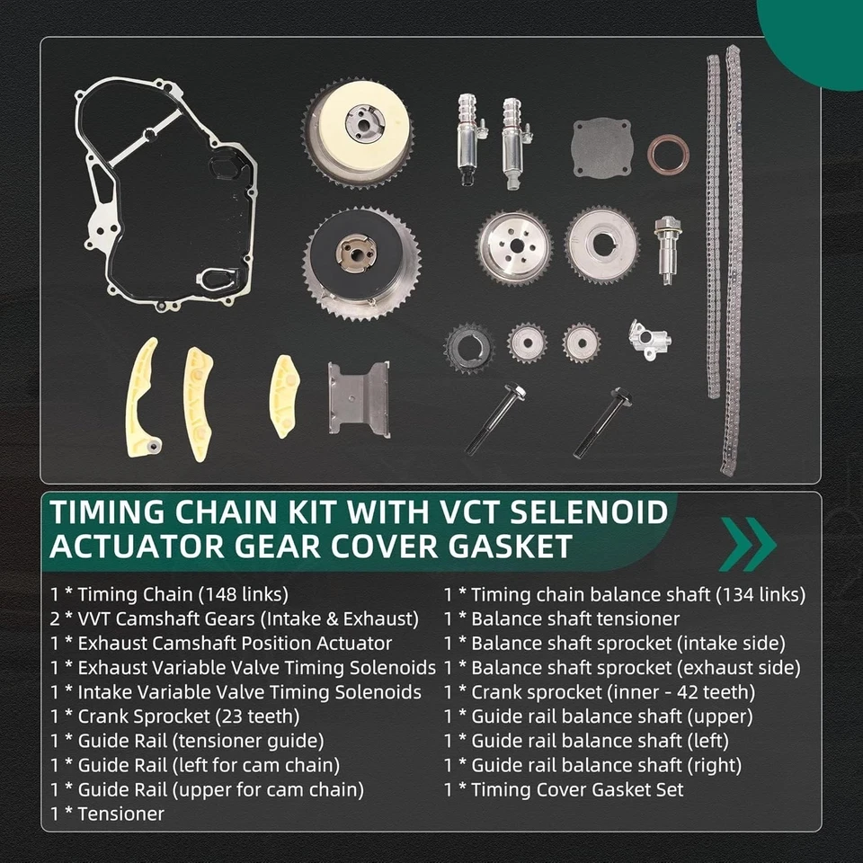 Timing Chain Kit with VCT Solenoid & Gasket fits Chevy Malibu Cobalt Pontiac - Image 4 of 4