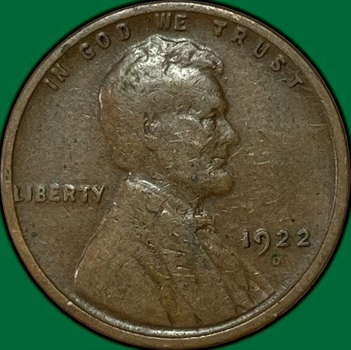 1922-D Lincoln Wheat Cent Fine F Coin, Scratch #34855