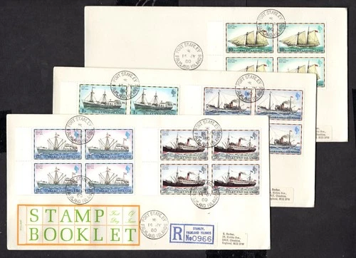 Falkland Islands - 1980 Ships Booklet Panes on 3 x First Day Cover