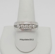 1CT MENS NATURAL DIAMOND WEDDING BAND BRIDAL RING 10K WHITE GOLD