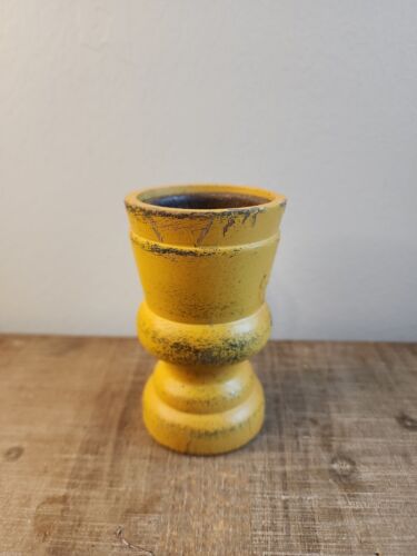 Distressed Votive Taper reversible Candle Holder wooden mustard gold Decor - Afbeelding 1 van 11