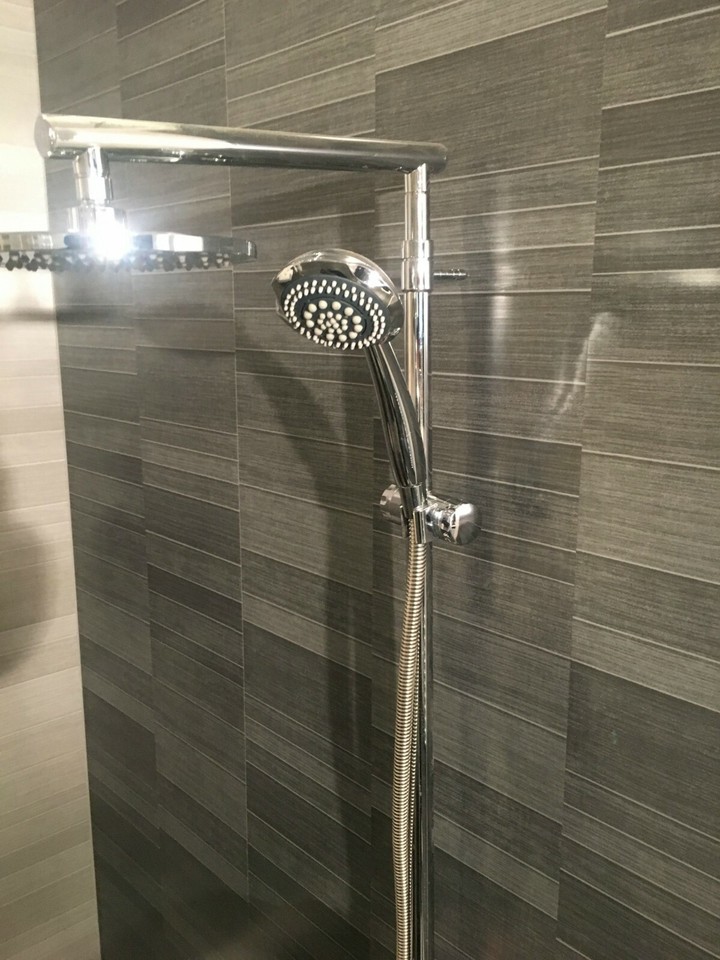 Waterproof Pvc Cladding 10 Grey Tile Effect Shower Wall Panels Bathroom Cladding PVC Carbon ...
