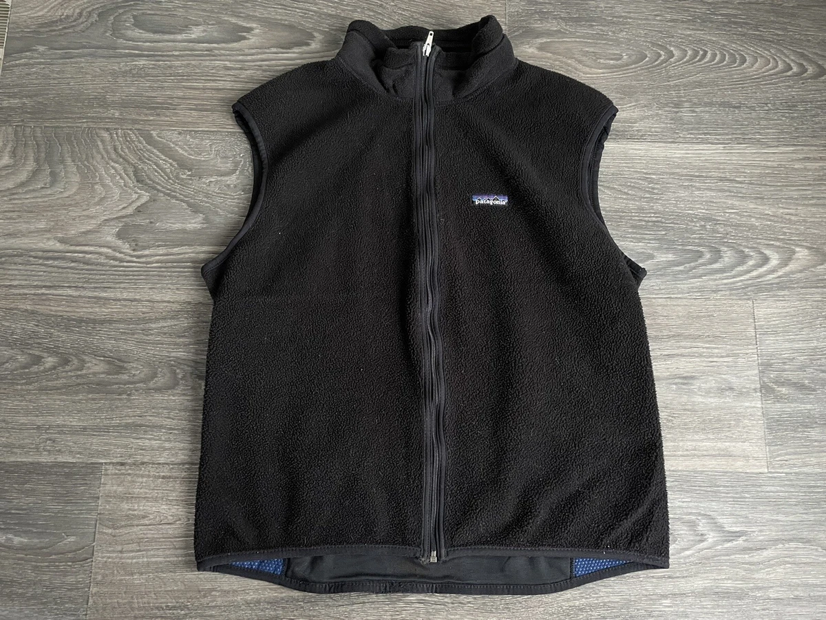 Patagonia Fleece Vest Vtg Jacket Full Zip Black PEF USA Made Men s