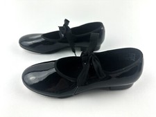 Danskin Now Tyette Tap Shoes Size 4 Black Patent Leather Very Good Cond.
