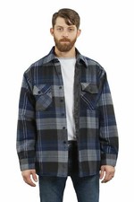 YAGO Men's Quilted Lining Flannel Shirt Jacket YG2611-2E Blue/Gray/Black S-5XL 