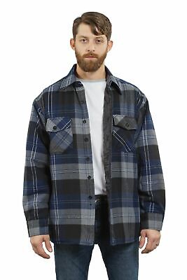 S-5XL YAGO Men's Plaid Flannel Button Down Casual Shirt Jacket Blue/Black 24K