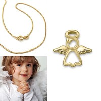 Taufe Kinder Schutz Engel AnhäNger Mit Heiligenschein Und Kette Echt Silber 925