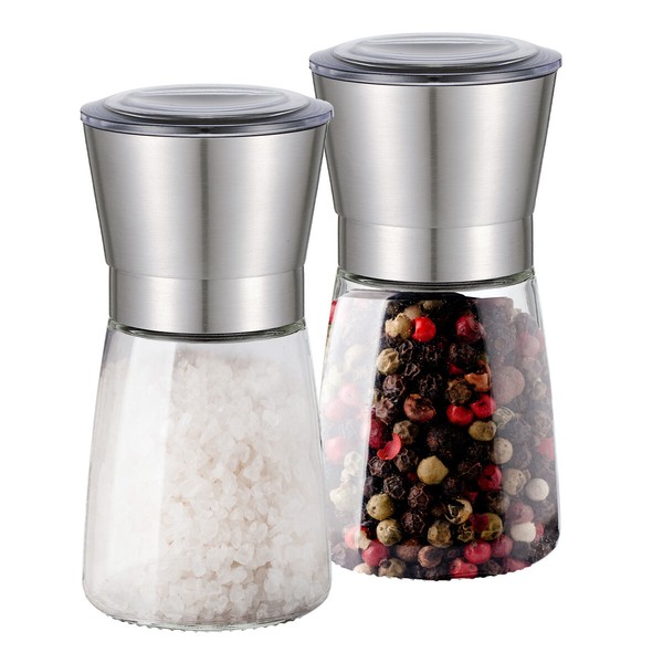 HandmüHle FüR Salz & Pfeffer 2Er Set Glas MüHlen 13,5Cm Keramik Mahlwerk-image