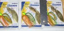 3 lures luck e strike spinnerbait 1/2oz double willowleaf gold blades firetiger