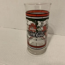 Vintage Coca-Cola Whataburger Poinsettia Christmas  6 " Drinking Glass