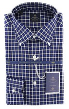 Luigi Borrelli Blue Plaid Shirt - EV0680370STEFANO 