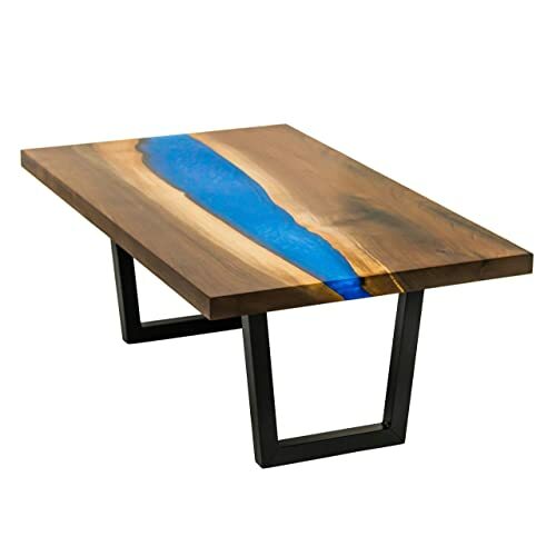 48-Inch Epoxy Resin Table Top with Natural Wood for Dining or Center Table  