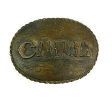 Vintage Carl Etched Belt Buckle 1981 Spec-Cast Denver Walking Dead Cosplay