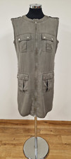 Neuwertiges khakifarbenes Utility-Hemdkleid Samt Größe 10 ärmellos Reißverschluss Armee Tasche LESEN