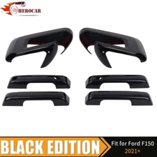 Exterior Door Handle/Rearview Mirror Cover Trim Bezels For Ford F150 2021+ Black