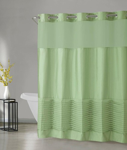 NEW Hookless Opera Tucks Shower Curtain with Peva Liner, Sage stock A C