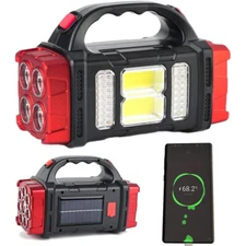 990000000LM Solar/USB LED Searchlight Rechargeable Spotlight Handheld Flashlight