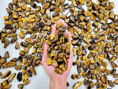 Tumbled Tigers Eye Crystal Stones, 1/2 inch to 1.5 inch, Golden Tiger's Eye