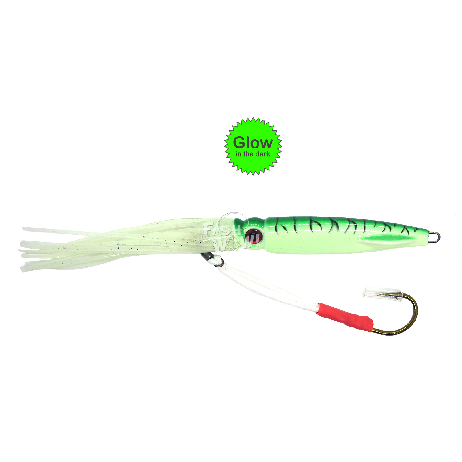 50pcs Fish WOW!® 100g 3D Swim Squid jig Fishing Vertical Jig Random Colors NEW - Image 11