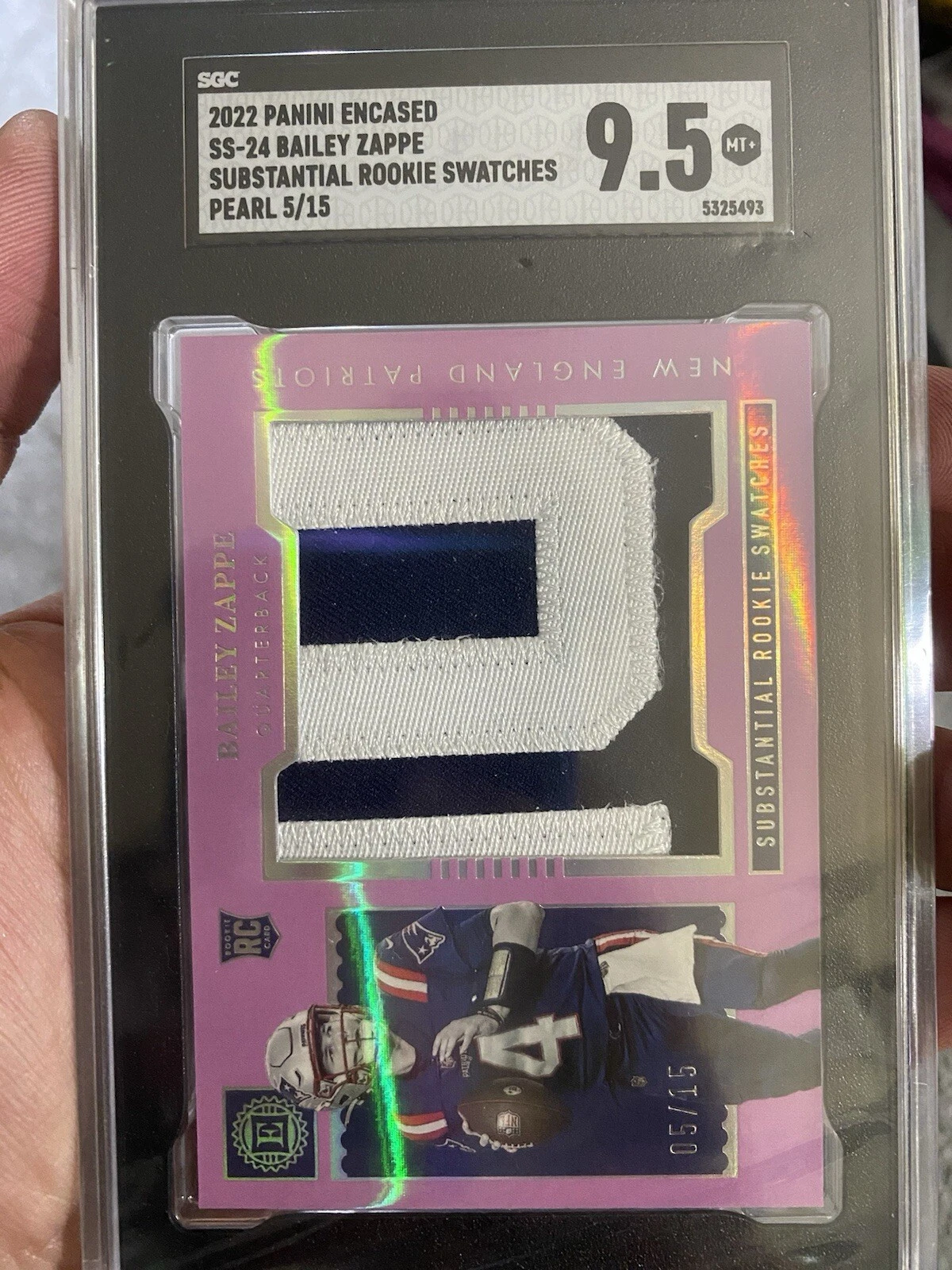 Bailey Zappe Panini Encased Substantial Rookie Swatches #SS24 Ruby