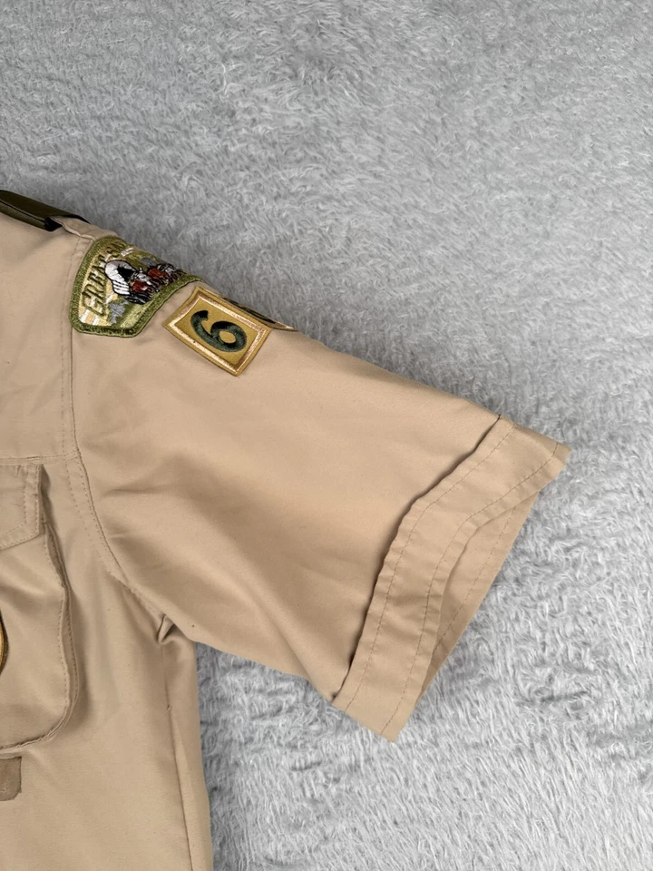 Boy Scouts of America Shirt Youth Medium Beige Short Sleeve Vented Polyester REA - Image 2 of 4