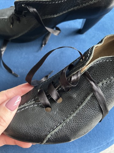 ZAPATOS CON CORDONES FLY London Niña Tacón Cono Talla 41 Nuevos Cuero Negro - Imagen 13 de 21