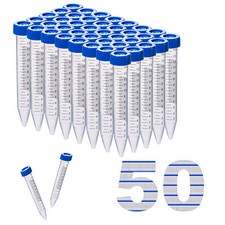 25Pcs 15ml Conical Centrifuge Tubes, Sterile Plastic Test Tubes, Plug Seal, Rack