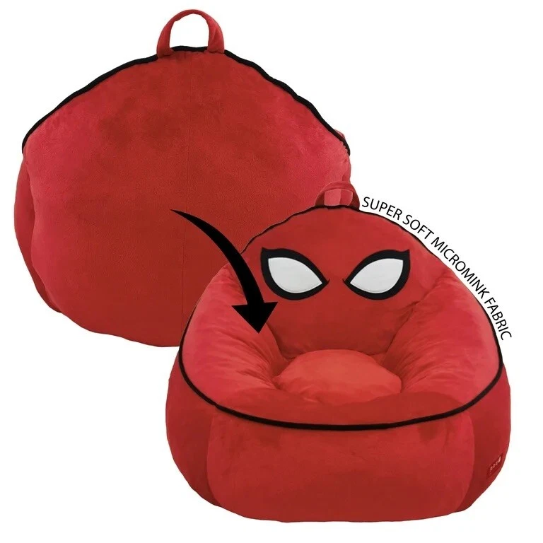 Silla bolsa de frijoles de espuma comprimida Marvel Spiderman para niños, roja Foto 3 de 4