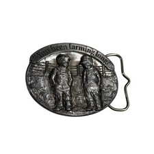 Vtg 80s Little Farmers Belt Buckle Collectors Edition 1988 You Been Farming Long
