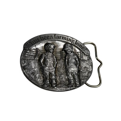 Vtg 80s Little Farmers Belt Buckle Collectors Edition 1988 You Been Farming Long